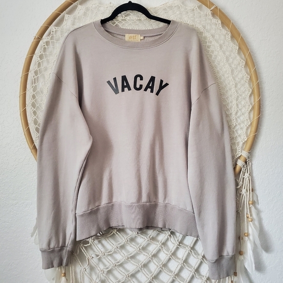 All Things Fabulous ATF Vacay Sweatshirt Taupe Gray O/S - Picture 1 of 7